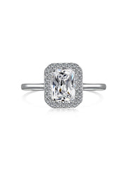 Shiny Rectangle Zircon Engagement Ring in 925 Sterling Silver