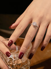 S925 Round-Cut Shiny Star Engagement Ring