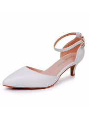 Mid Heel Matte Pointed Toe PU Wedding Shoes