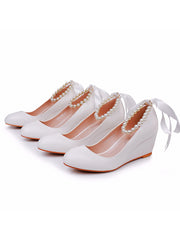 Round Toe Platform Heels Mary Janes Pumps