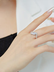 925 Sterling Silver Crushed Ice Pear Cut White Gemstone Wedding Ring