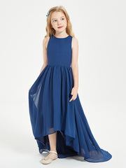 Exquisite Asymmetrical Junior Bridesmaid Dresses Scoop Neck Dark Navy