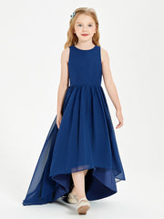 Exquisite Asymmetrical Junior Bridesmaid Dresses Scoop Neck Dark Navy