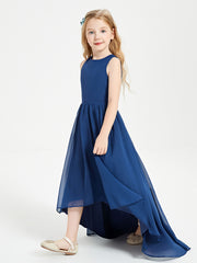 Exquisite Asymmetrical Junior Bridesmaid Dresses Scoop Neck Dark Navy