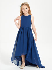 Exquisite Asymmetrical Junior Bridesmaid Dresses Scoop Neck Dark Navy
