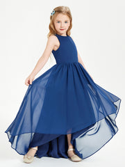 Exquisite Asymmetrical Junior Bridesmaid Dresses Scoop Neck Dark Navy