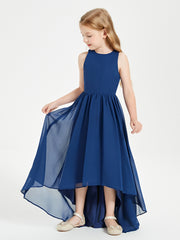 Exquisite Asymmetrical Junior Bridesmaid Dresses Scoop Neck Dark Navy