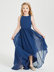 Exquisite Asymmetrical Junior Bridesmaid Dresses Scoop Neck Dark Navy
