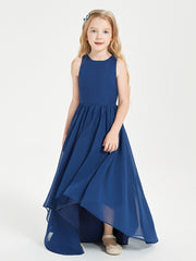 Exquisite Asymmetrical Junior Bridesmaid Dresses Scoop Neck Dark Navy