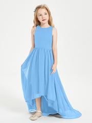 Exquisite Asymmetrical Junior Bridesmaid Dresses Scoop Neck Blue