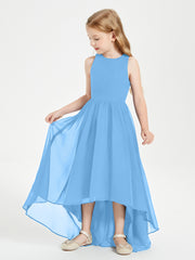 Exquisite Asymmetrical Junior Bridesmaid Dresses Scoop Neck Blue