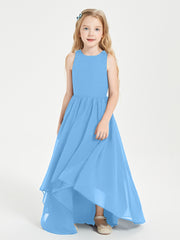 Exquisite Asymmetrical Junior Bridesmaid Dresses Scoop Neck Blue