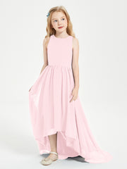 Exquisite Asymmetrical Junior Bridesmaid Dresses Scoop Neck Blushing Pink