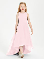 BABARONI BABARONI Chiffon Blushing Pink Junior Bridesmaid Dresses A-line Bateau Sleeveless Pleated Asymmetrical, Blushing Pink / J4 BABARONI BABARONI Chiffon Blushing Pink Junior Bridesmaid Dresses A-line Bateau Sleeveless Pleated Asymmetrical, Blushing Pink / J4