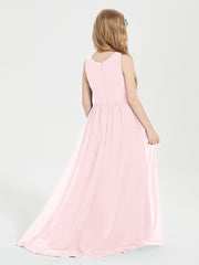 Exquisite Asymmetrical Junior Bridesmaid Dresses Scoop Neck Blushing Pink