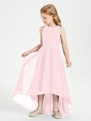 Exquisite Asymmetrical Junior Bridesmaid Dresses Scoop Neck Blushing Pink