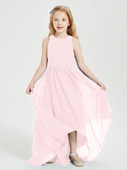 Exquisite Asymmetrical Junior Bridesmaid Dresses Scoop Neck Blushing Pink