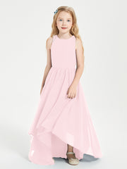 Exquisite Asymmetrical Junior Bridesmaid Dresses Scoop Neck Blushing Pink
