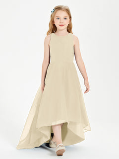 Exquisite Asymmetrical Junior Bridesmaid Dresses Scoop Neck Champagne