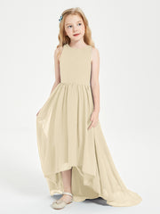 Exquisite Asymmetrical Junior Bridesmaid Dresses Scoop Neck Champagne