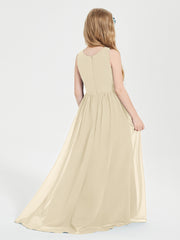Exquisite Asymmetrical Junior Bridesmaid Dresses Scoop Neck Champagne