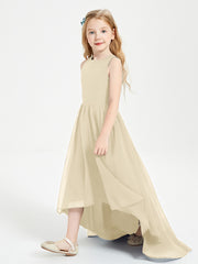 Exquisite Asymmetrical Junior Bridesmaid Dresses Scoop Neck Champagne