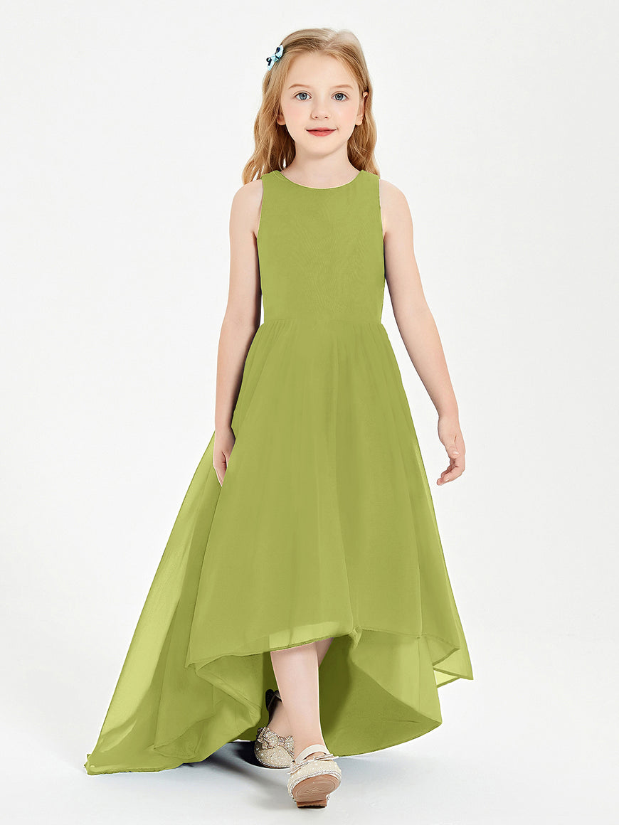 Asymmetrical Junior Bridesmaid Dresses with Flower Grape