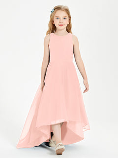 Exquisite Asymmetrical Junior Bridesmaid Dresses Scoop Neck Coral