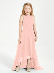 Exquisite Asymmetrical Junior Bridesmaid Dresses Scoop Neck Coral