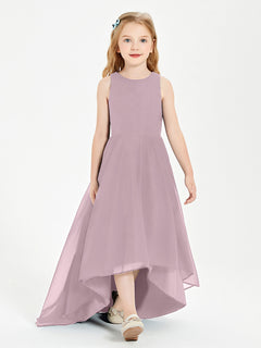 Exquisite Asymmetrical Junior Bridesmaid Dresses Scoop Neck Dusk