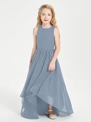 Exquisite Asymmetrical Junior Bridesmaid Dresses Scoop Neck Dusty Blue