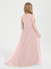 Exquisite Asymmetrical Junior Bridesmaid Dresses Scoop Neck Dusty Rose