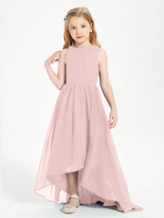 Exquisite Asymmetrical Junior Bridesmaid Dresses Scoop Neck Dusty Rose