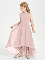 Exquisite Asymmetrical Junior Bridesmaid Dresses Scoop Neck Dusty Rose