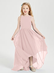 Exquisite Asymmetrical Junior Bridesmaid Dresses Scoop Neck Dusty Rose