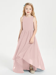 Exquisite Asymmetrical Junior Bridesmaid Dresses Scoop Neck Dusty Rose