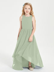 Exquisite Asymmetrical Junior Bridesmaid Dresses Scoop Neck Dusty Sage