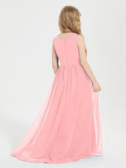 Exquisite Asymmetrical Junior Bridesmaid Dresses Scoop Neck Flamingo