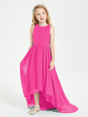 Exquisite Asymmetrical Junior Bridesmaid Dresses Scoop Neck Fuchsia