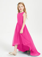 Exquisite Asymmetrical Junior Bridesmaid Dresses Scoop Neck Fuchsia