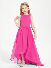 Exquisite Asymmetrical Junior Bridesmaid Dresses Scoop Neck Fuchsia