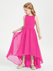 Exquisite Asymmetrical Junior Bridesmaid Dresses Scoop Neck Fuchsia