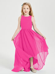 Exquisite Asymmetrical Junior Bridesmaid Dresses Scoop Neck Fuchsia