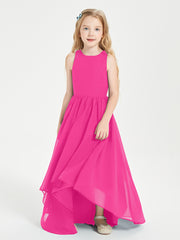 Exquisite Asymmetrical Junior Bridesmaid Dresses Scoop Neck Fuchsia