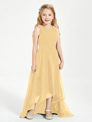 Exquisite Asymmetrical Junior Bridesmaid Dresses Scoop Neck Gold