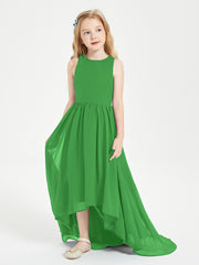 Exquisite Asymmetrical Junior Bridesmaid Dresses Scoop Neck Green