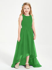Exquisite Asymmetrical Junior Bridesmaid Dresses Scoop Neck Green