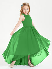 Exquisite Asymmetrical Junior Bridesmaid Dresses Scoop Neck Green