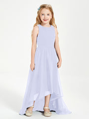Exquisite Asymmetrical Junior Bridesmaid Dresses Scoop Neck Lavender