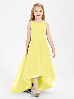 Exquisite Asymmetrical Junior Bridesmaid Dresses Scoop Neck Lemon